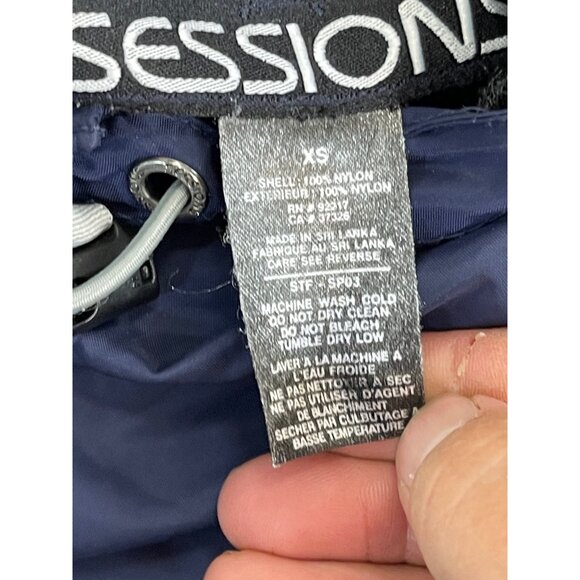 Sessions rain jacket blue black lining zip front hood elastic cuffed READ - Picture 8 of 10